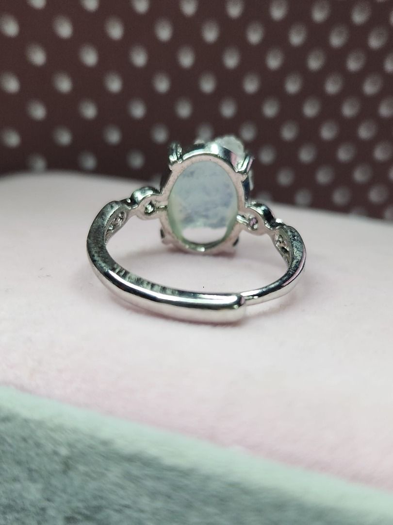 Natural Raw Ocean Blue Aquamarine Stone Silver Adjustable Ring R523