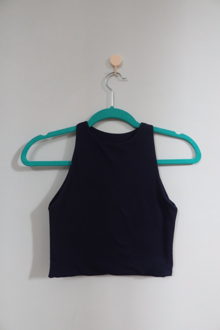 Elegant Navy Blue Pleated Halter Neck Top for Women