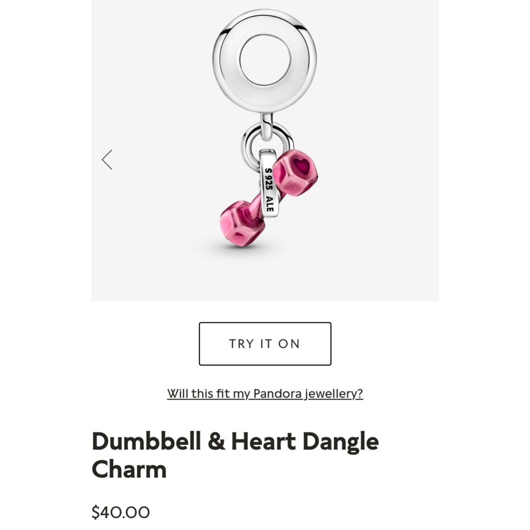 Pandora Dumbbell & Heart Dangle Charm