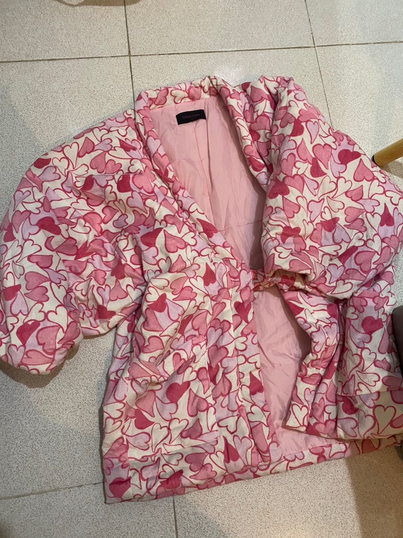 Pink heart Japan robe jacket With pocket, Women's Fashion, Coats ...
