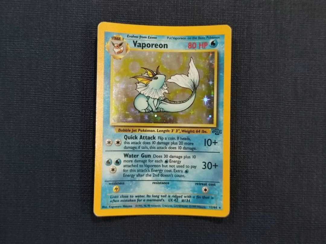 vaporeon pokemon card value 12/64 - (12) - Jungle Ultra Rare Card Type Pokemon Vaporeon 12/64 Jungle, Toys
