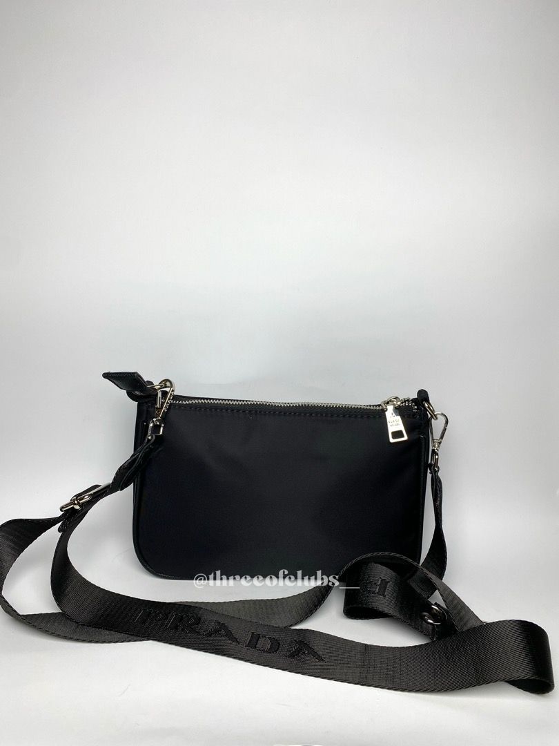 Prada Black Nylon Sling Crossbody Bag (Category: Luxury Bags & Wallets) located in Quezon City. Submitted by threeofclubs__ (Listing ID 1280761650, Image 2). Description: Excellent condition Not guaranteed (N.G.A) Clean body all black Clean interior Very nice sling, adjustable and removable No discoloration No stains No rubbings No cracking Very minimal signs of usage zoom photos Approximate dimensions: 9.0” L x 6.0” H ♣ 1 day reservation only. ♣