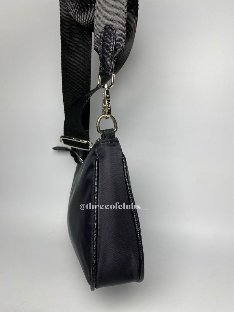 Prada Black Nylon Sling Crossbody Bag (Category: Luxury Bags & Wallets) located in Quezon City. Submitted by threeofclubs__ (Listing ID 1280761650, Image 3). Description: Excellent condition Not guaranteed (N.G.A) Clean body all black Clean interior Very nice sling, adjustable and removable No discoloration No stains No rubbings No cracking Very minimal signs of usage zoom photos Approximate dimensions: 9.0” L x 6.0” H ♣ 1 day reservation only. ♣