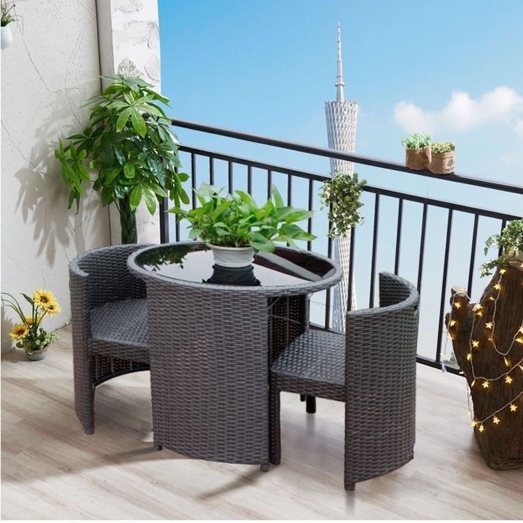 Rattan Chair Three piece Coffee Table Combination Outdoor Small Round Table Balcony Table And Chairs Furniture Home Living Outdoor Furniture on Carousell