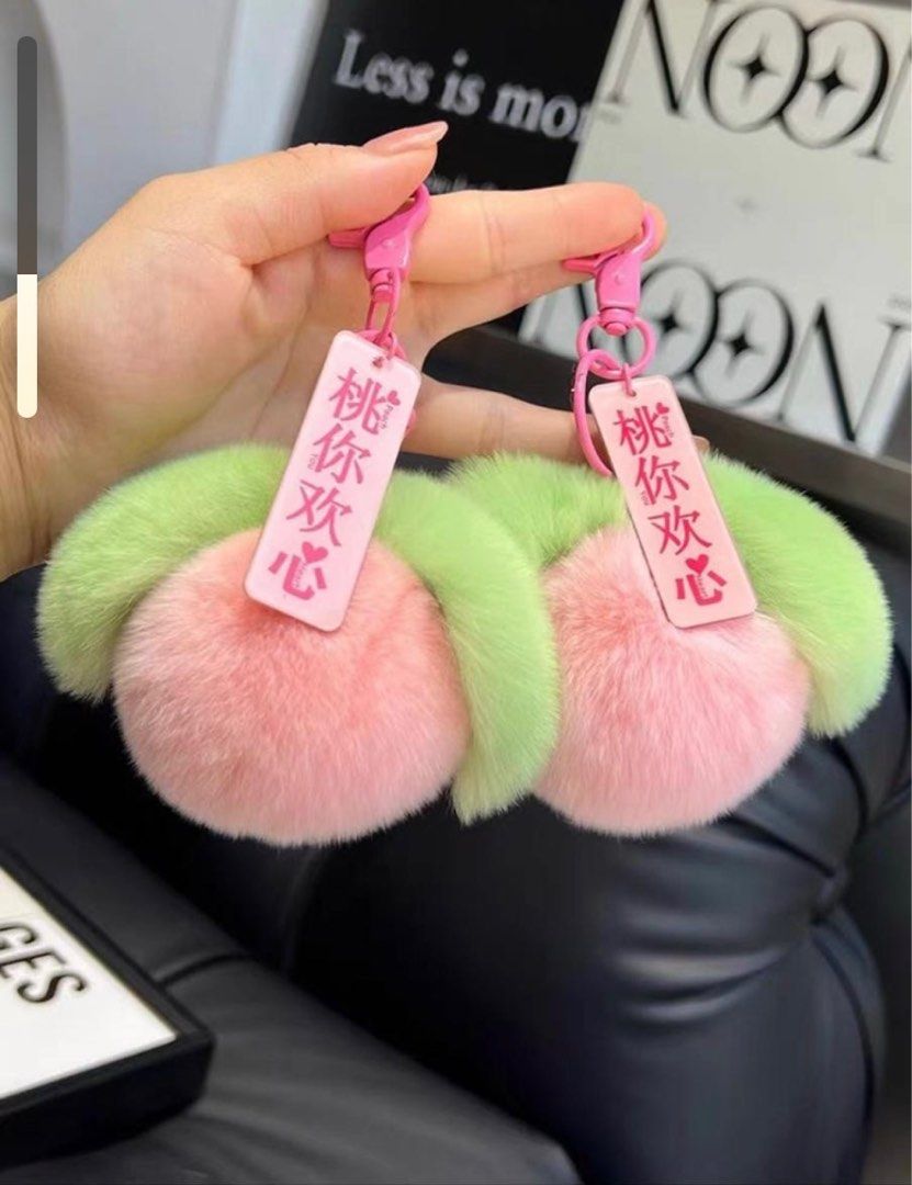 Real rabbit cheap fur keychain