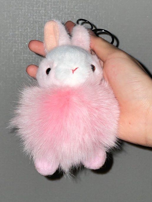 Real rabbit fur store keychain