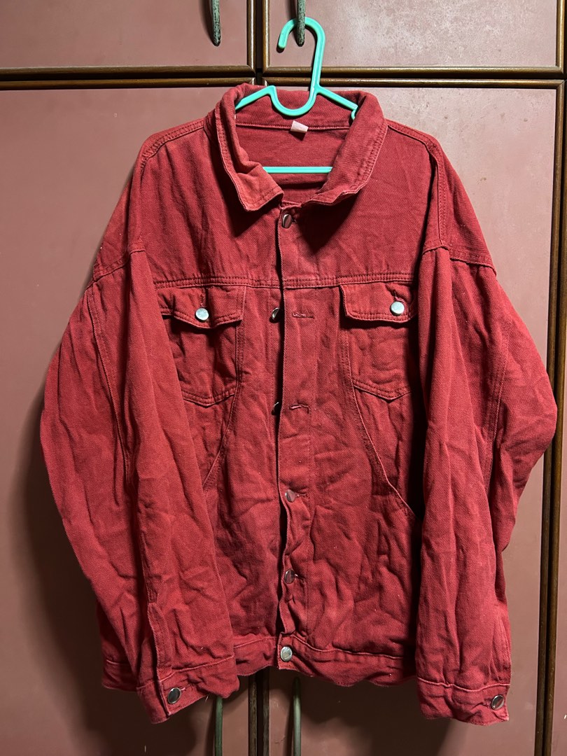 Red corduroy jean jacket on sale