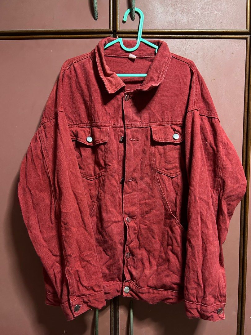 Next red denim jacket online