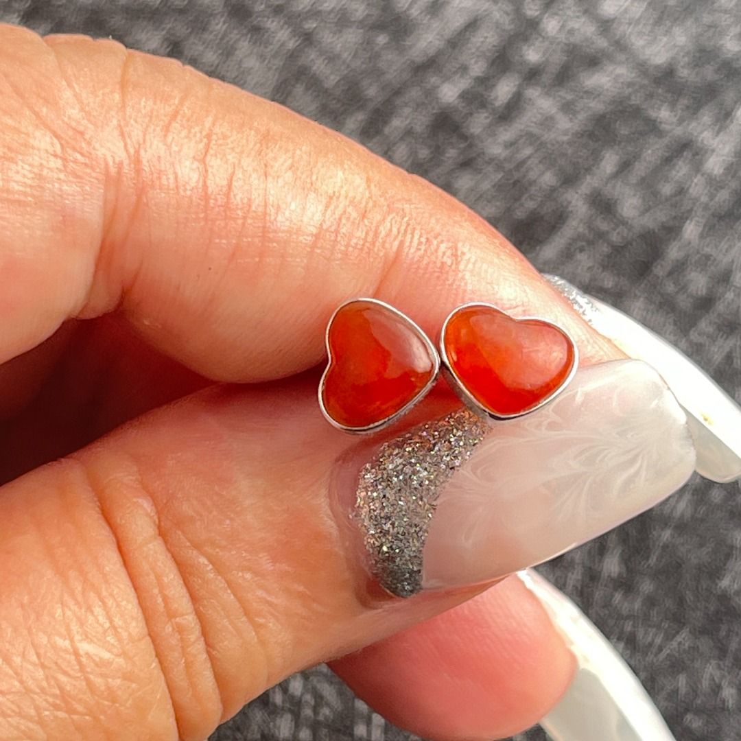 Red heart earrings best sale studs