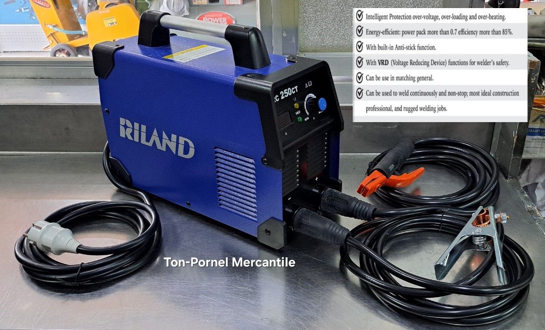 RILAND ARC250CT INVERTER ARC WELDING MACHINE (Category: Construction Tools & Equipment) located in Manila. Submitted by tonpornel (Listing ID 1280611443, Image 1). Description: Ton-Pornel Mercantile • We supply Powertools, Hardware tools, Plumbing, Paints, Electrical and Construction materials • We offer Paint Mixing and Powertools Repair Visit us: 38 Marcos Highway, Mayamot, Antipolo City https://maps.google.com/?cid=1384230075759805792&entry=gp