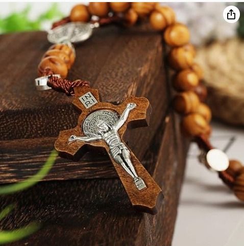 Gold cross hotsell rosary necklace