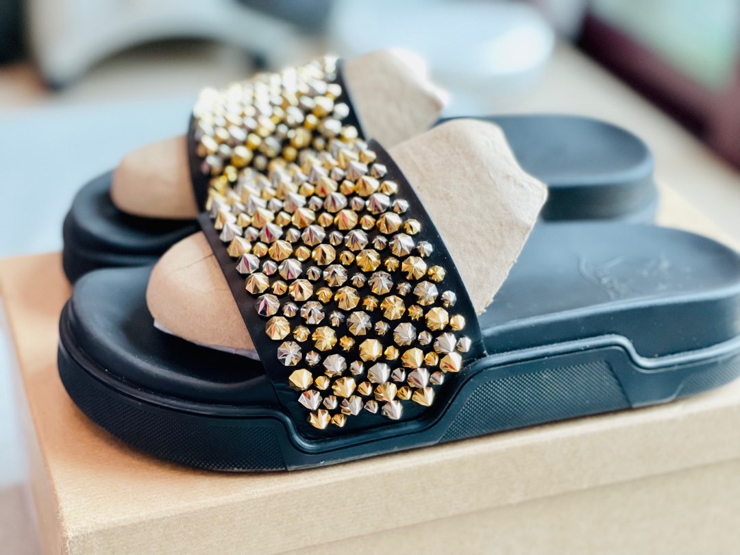 Gold outlet studded louboutins