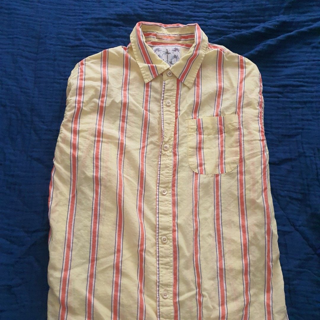 scotch soda red and yellow pin stripe dress shirt long sleeve