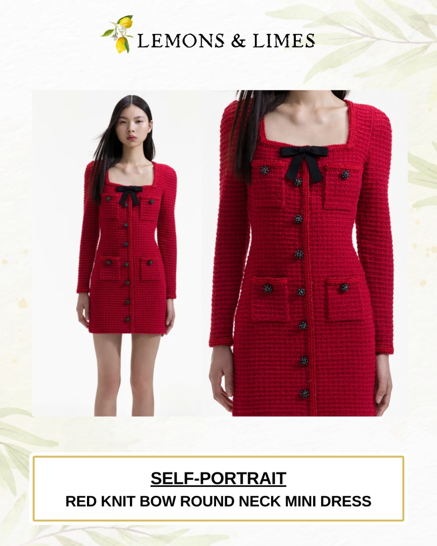 SELF-PORTRAIT | RED KNIT BOW ROUND NECK MINI DRESS, Women's Fashion, Dresses  & Sets, Dresses on Carousell