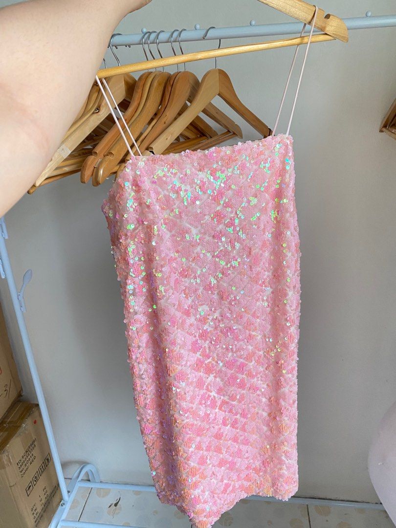 Topshop sequin shop dress pink