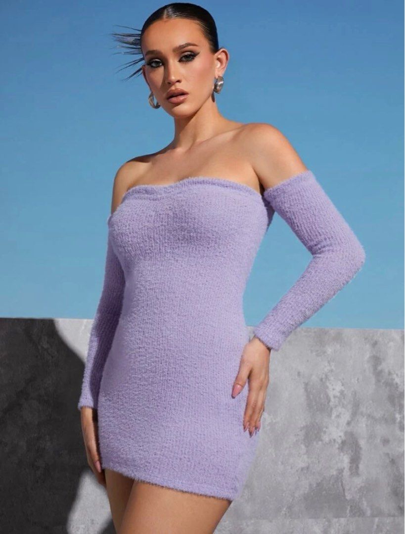 open lace back dress SHEIN Modely Women's Solid Color Simple Daily Long Sleeve Dress Party |  Dress