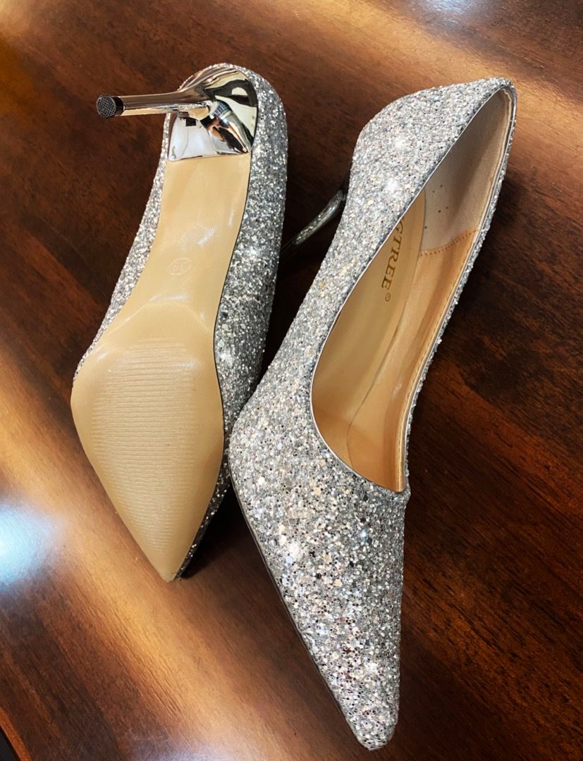 Silver Glitter High Heels EU39 Women s Fashion Footwear Heels