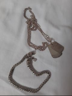 Sterling silver dogtag and bracelet set