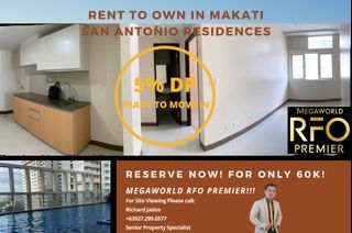 STUDIO DELUXE READY TO MOVE-IN FOR AS LOW AS 380K DP IN SAN ANTONIO RESIDENCES NEAR THE RISE MAKATI & CASH N CARRY