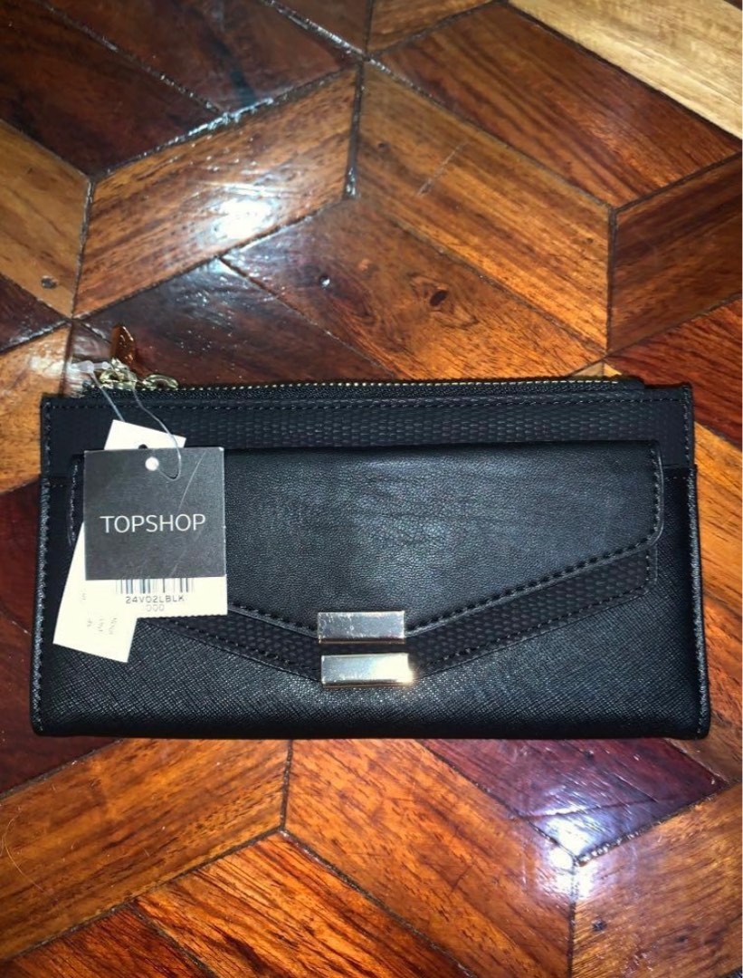 Topshop Black Leatherette Wallet Women s Fashion Bags Wallets
