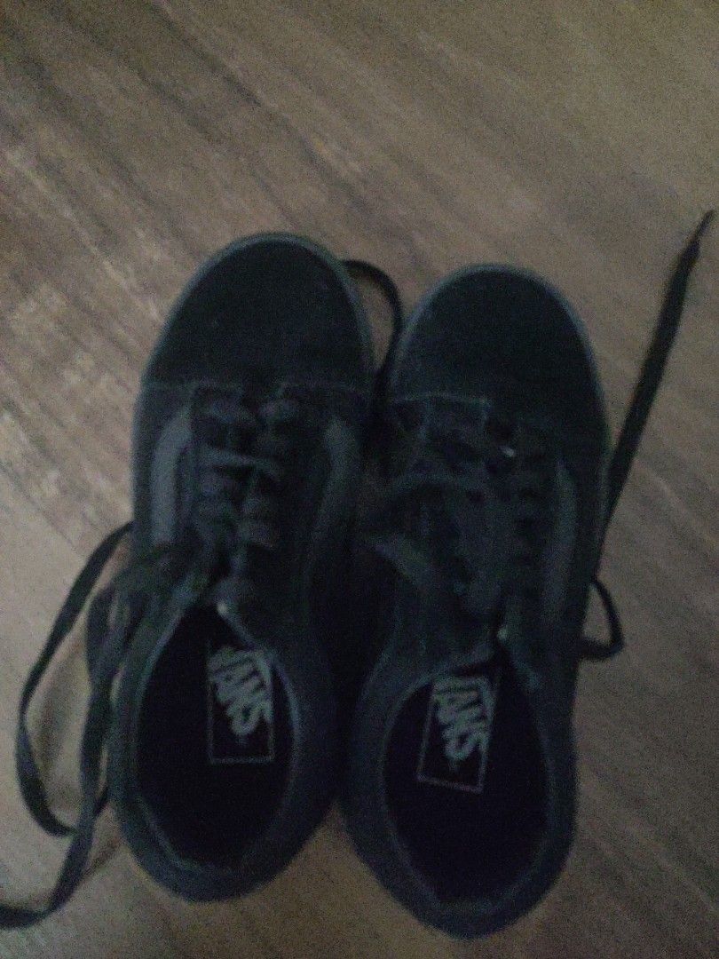 All black vans running shoes top