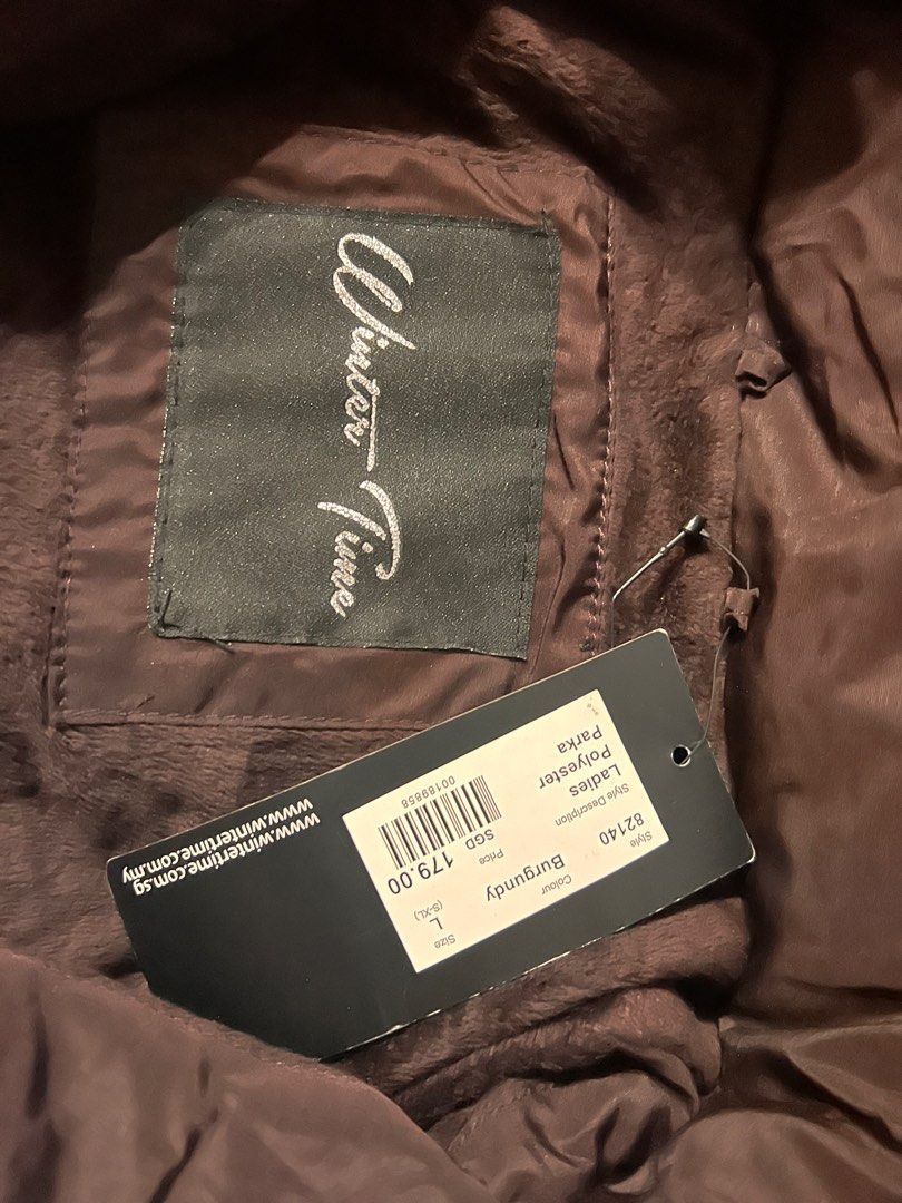 Winter Jacket (Category: Coats, Jackets and Outerwear) located in Singapore. Submitted by nadnan18 (Listing ID 1280728017, Image 3). Description: Winter Jacket used just 1 day in Switzerland for a few hours. Almost brand new with price tag intact. Very beautiful colour burgundy and piece from Winter times. Bought at $179. Selling at $140.