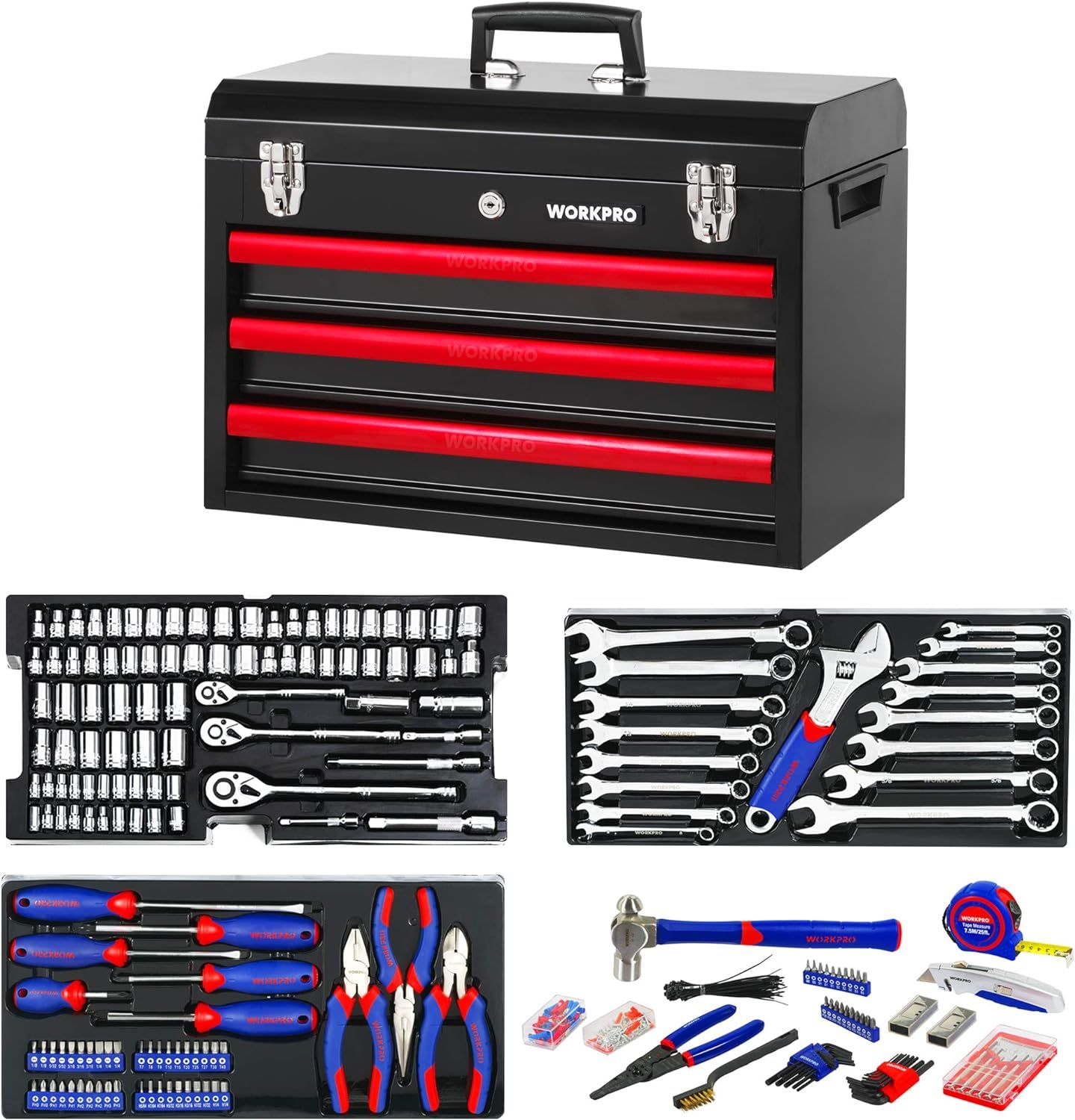 KingTool 325 Piece Home Repair Tool Kit, General Home/Auto Repair Tool Set,  Toolbox Storage Case with Drawer, General Household Tool Kit - Perfect for