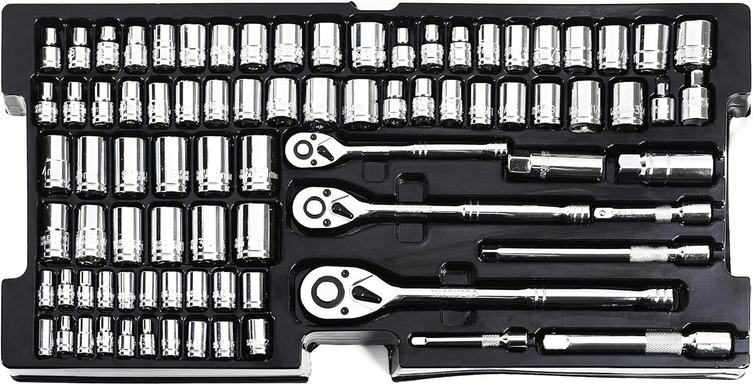 WORKPRO 408-Piece Mechanics Tool Set, General Household Home Repair Tool Kit  with 3-Drawer Heavy Duty Metal Box, Hand Tool Kit Set 1 Pack 