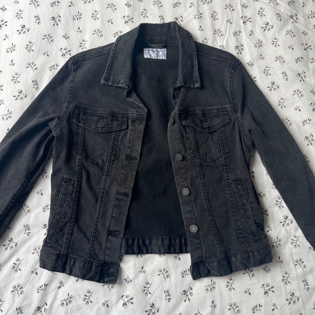 Pull and bear black denim jacket 2025