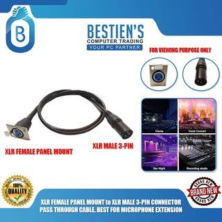 XLR FEMALE PANEL MOUNT to XLR MALE 3-PIN CONNECTOR PASS THROUGH CABLE, BEST FOR MICROPHONE EXTENSION