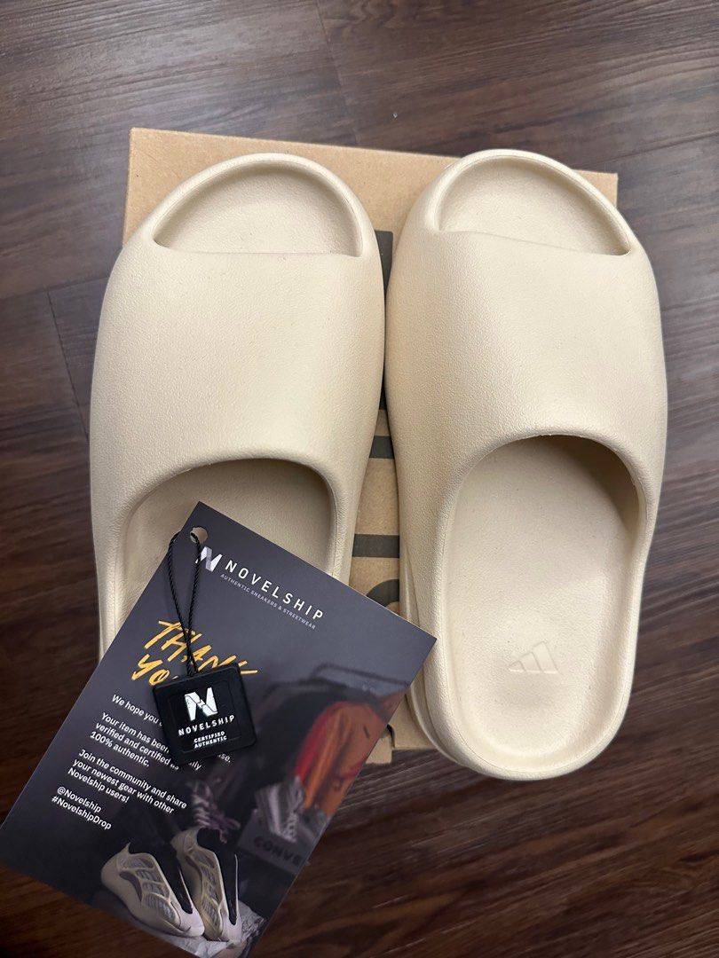 Yeezy bone store slides on feet