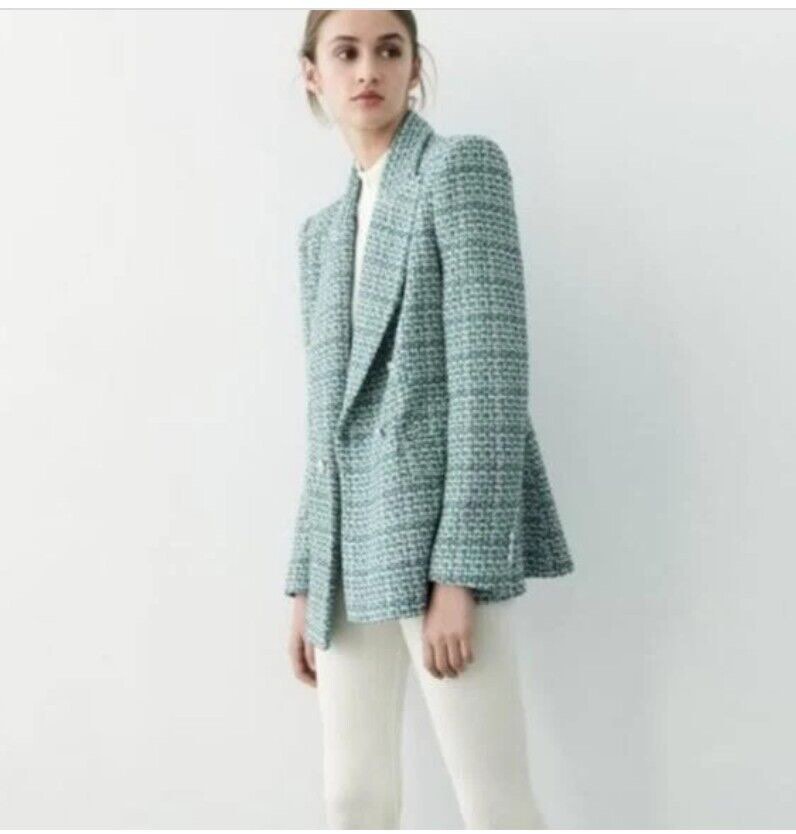 Zara green hotsell tweed blazer