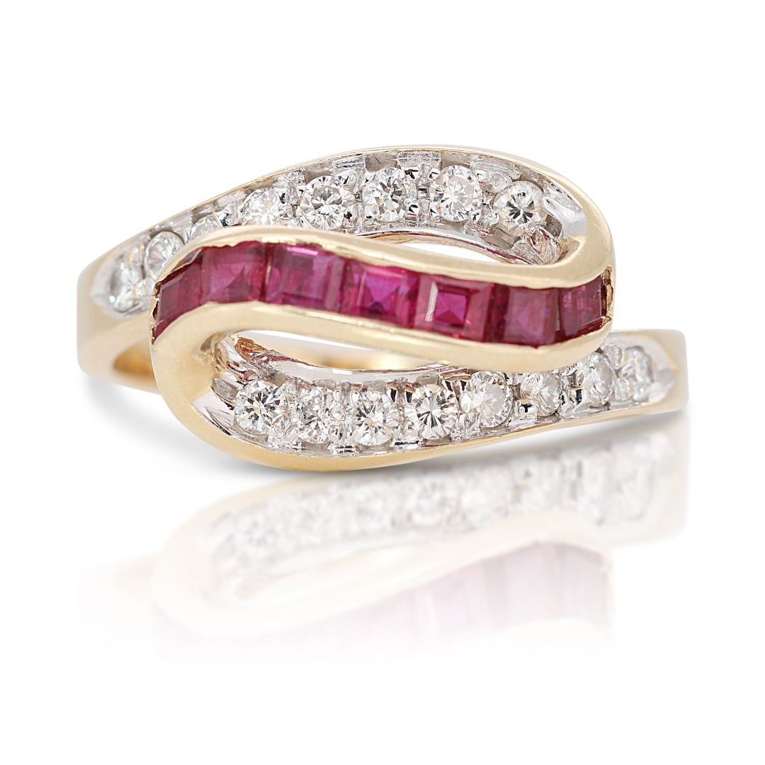 Gold diamond ruby ring sale