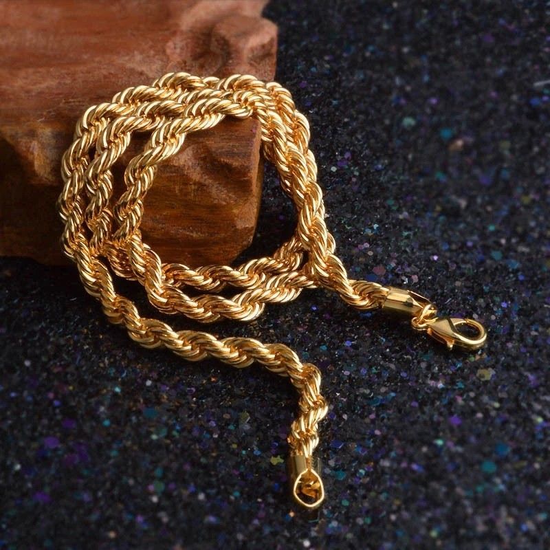 Gold twisted rope chain on sale