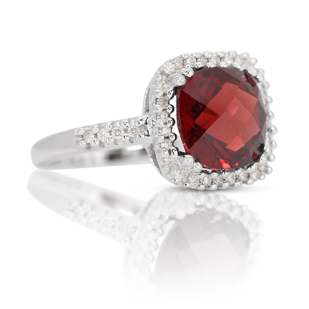 White gold ring discount with red stone