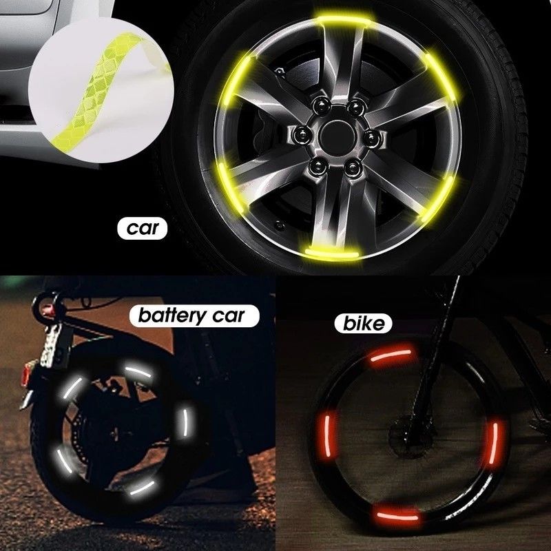 20pcs Wheel Hub Strong Reflective Stripe Stickers for Car Motorcycle Wheels  Rim Cycling Bicycle Night Safety