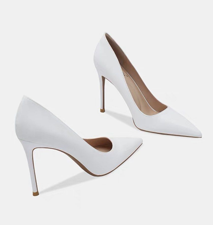 8cm Glossy White High Heels EU Size 36