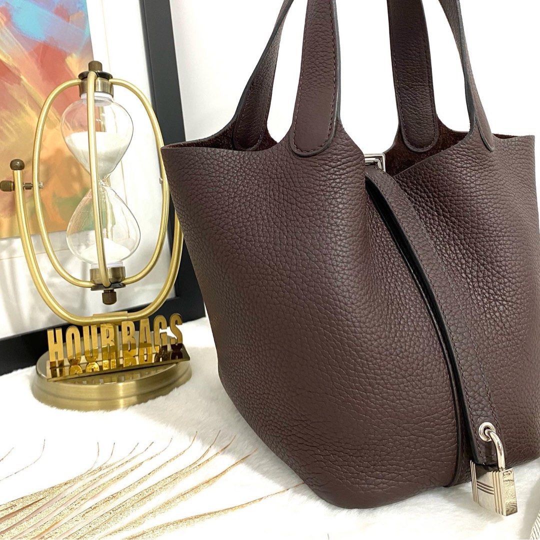 Authentic Hermes Picotin 18 Havane Color Clemence Leather in