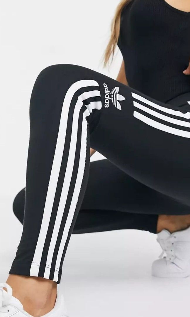 Adidas Originals Adicolor Locked Up Logo Leggings In Black for Women