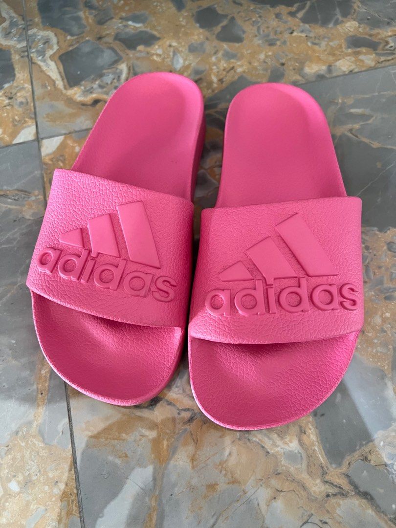 Girls pink shop adidas sliders