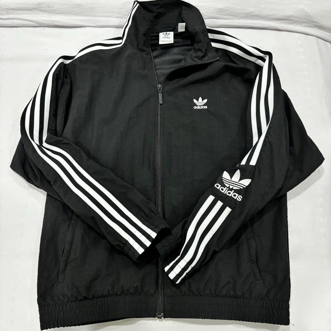 White and black outlet adidas windbreaker