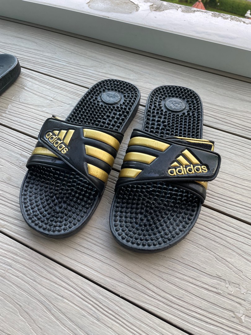 Adissage Slides Black and Gold US 9.5 29.5 cm toe to heel