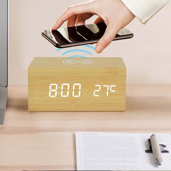 Aesthetic bluetooth speaker, alarm clock and table charger (Category: Soundbars, Speakers & Amplifiers) located in Bulacan. Submitted by iamolivia_p (Listing ID 1275931984, Image 1). Description: #Teamkahoy 3-in-1 Bluetooth Speaker, clock/alarm clock and phone charger (works on certain phones listed only).