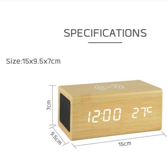 Aesthetic bluetooth speaker, alarm clock and table charger (Category: Soundbars, Speakers & Amplifiers) located in Bulacan. Submitted by iamolivia_p (Listing ID 1275931984, Image 2). Description: #Teamkahoy 3-in-1 Bluetooth Speaker, clock/alarm clock and phone charger (works on certain phones listed only).