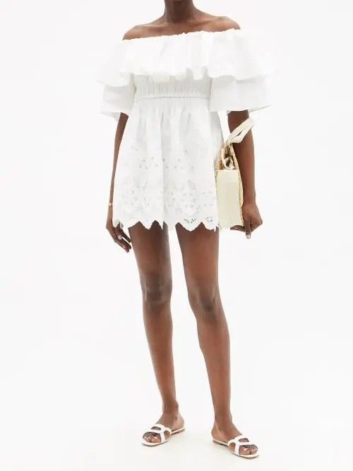 Self portrait white off shoulder dress clearance