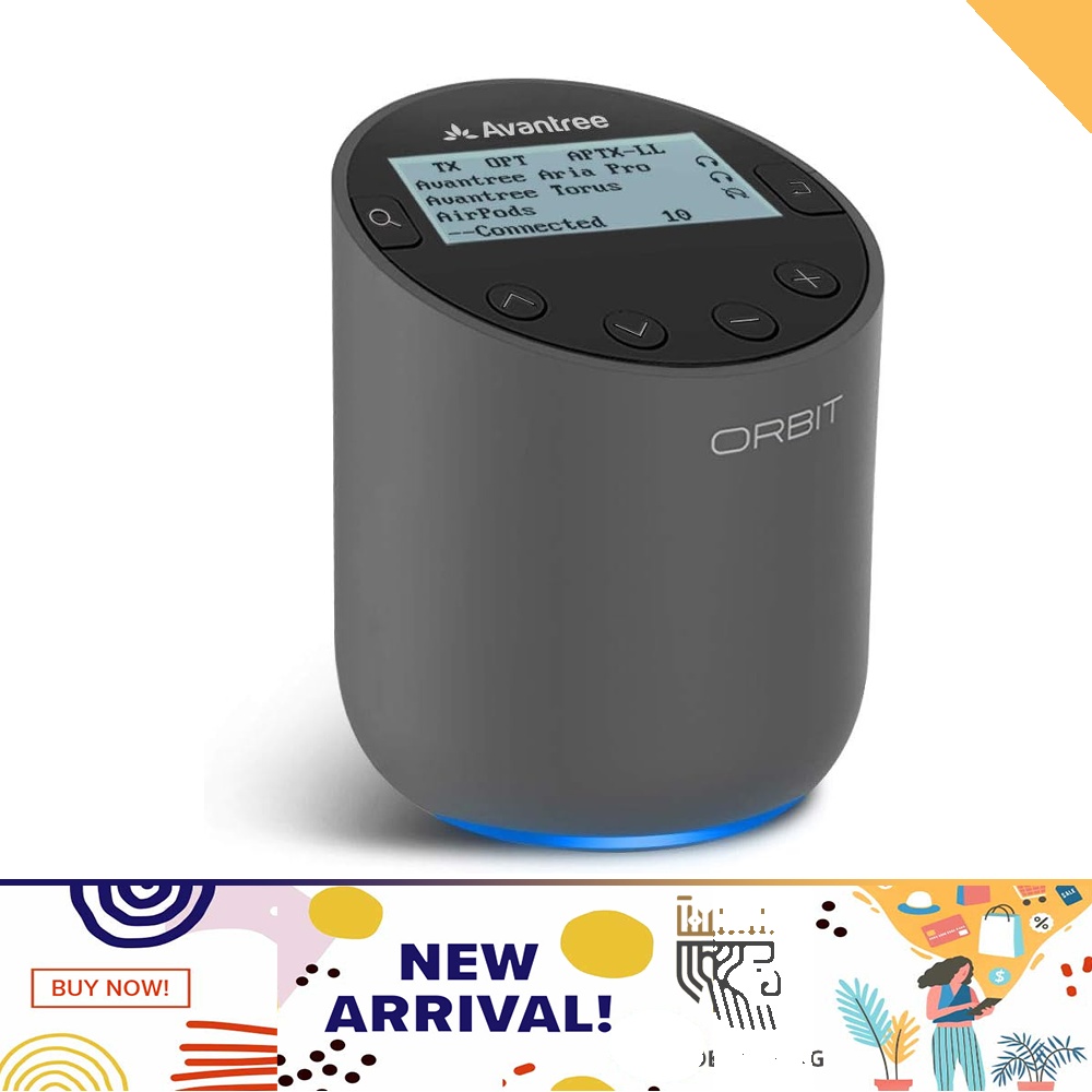 Avantree Orbit Bluetooth 5.0 Audio Transmitter for TV with 5.1 Surround Sound Passthrough Support Class 1 Long Range LED Display Dual Link 100 TV