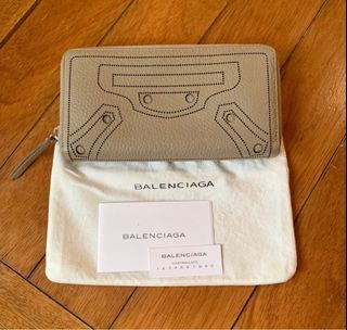 Balenciaga Calfskin Wallet In Gris