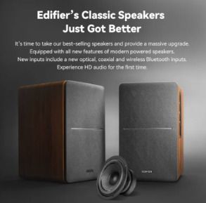 Edifier R1280DB Powered Bluetooth Bookshelf Speakers - Optical Input -  Wireless Studio Monitors - 4 Inch Near Field Speaker - 42w RMS - White 