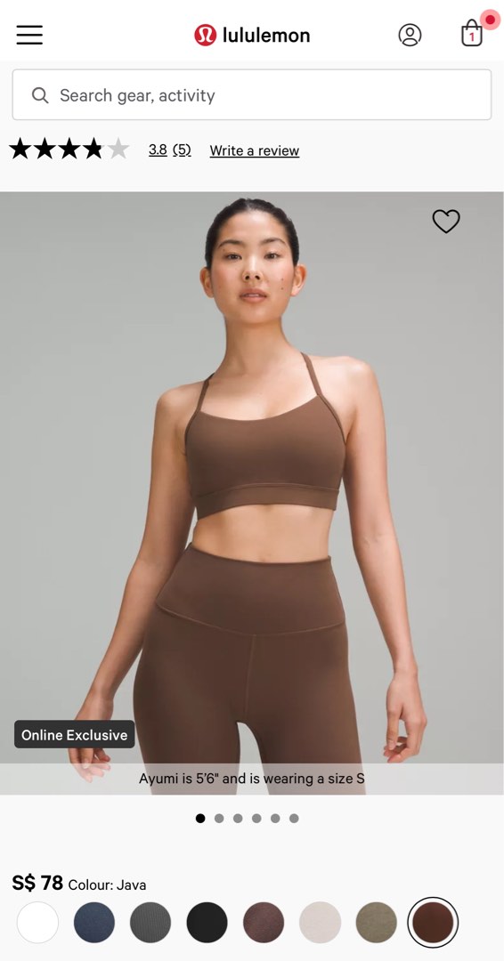 BNWT Lululemon Flow Y Bra (Java) (Asia Fit Size S), Women's Fashion,  Activewear on Carousell