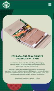 Brand New and Sealed 2024 Starbucks Tradition Abalone Gray Planner Organizer with Pen